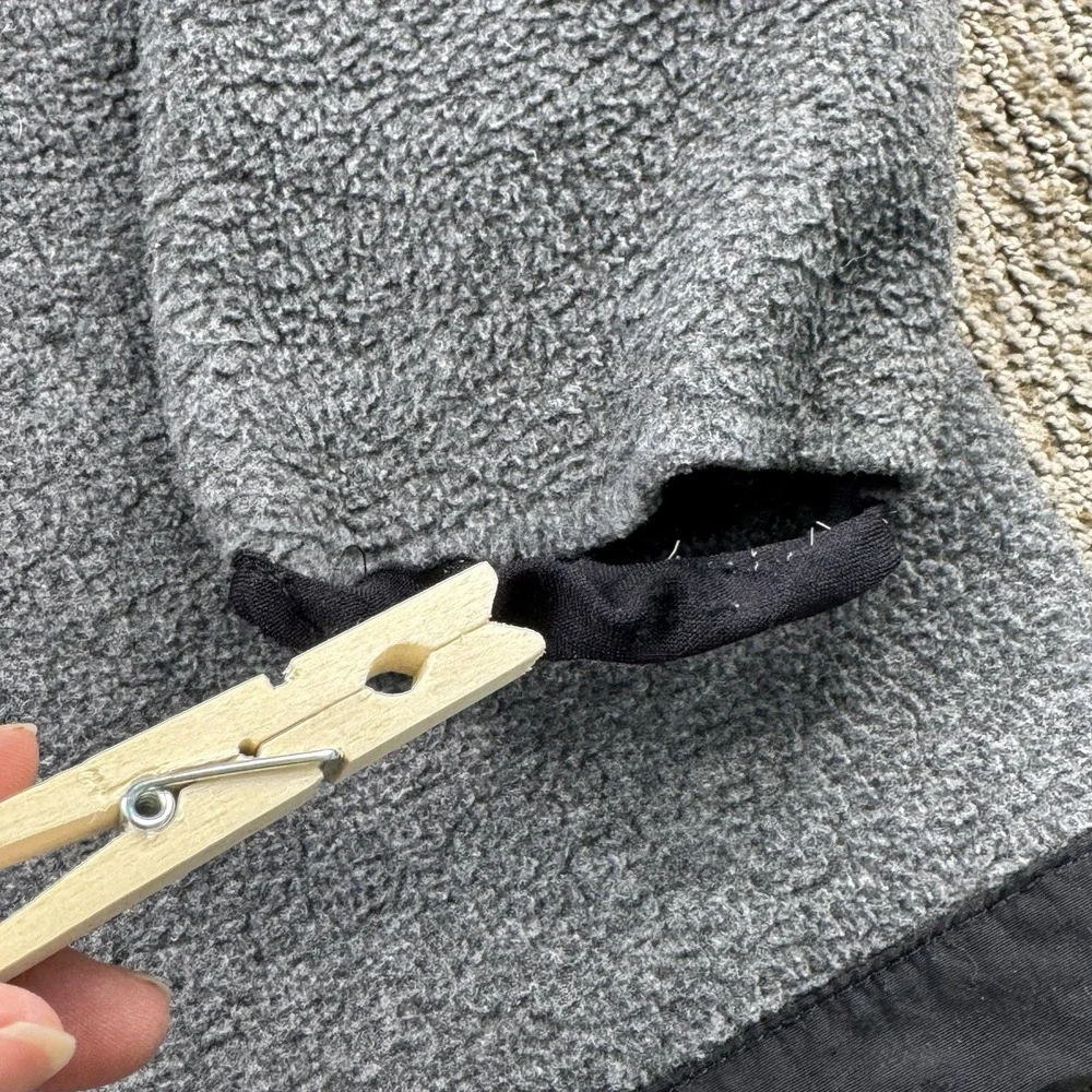 VTG The North Face Mens M Denali Jacket Full Zip Fleece Grey Black 2000s Y2K